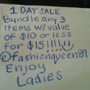 ONE DAY SALE I HAVE MANY ITEMS PRICED AT 10 & LESS
