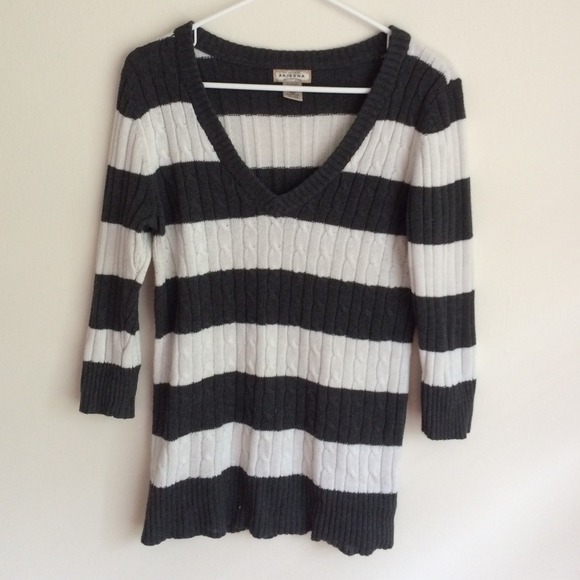 V Neck Striped Sweater