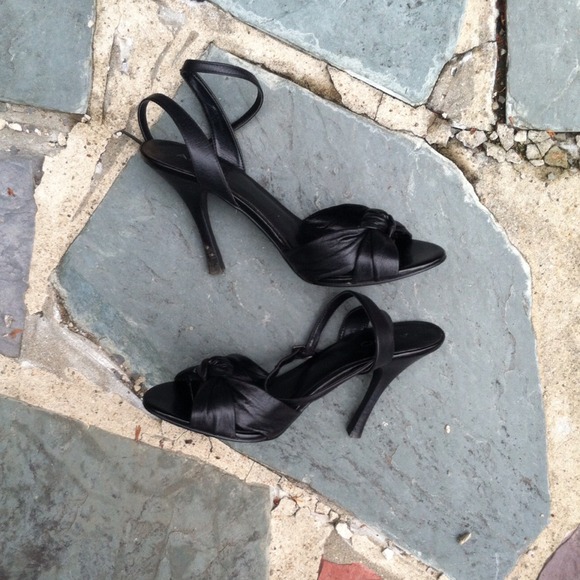 [Aldo] Black Knotted Leather High Heel Sandals - Picture 2 of 3