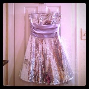Silver sequined party dress