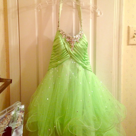 Lime green short prom dress