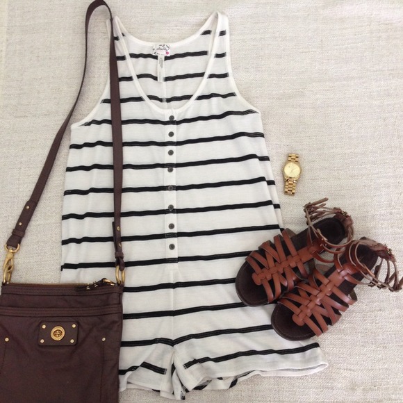 Free People Tops - ✖️SOLD Free people black and white striped romper