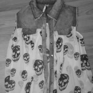 Skull Collar Button Down Shirt