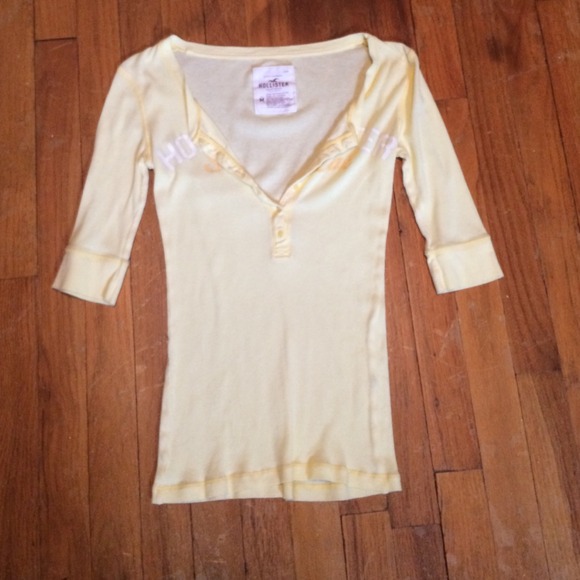 Hollister yellow button up half sleeve t-shirt
