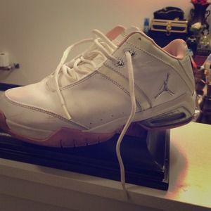 White & light pink Jordan's
