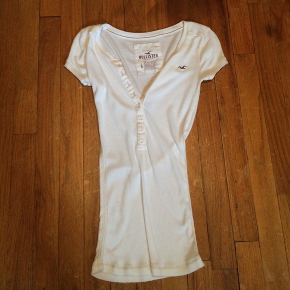 Hollister white button up t-shirt