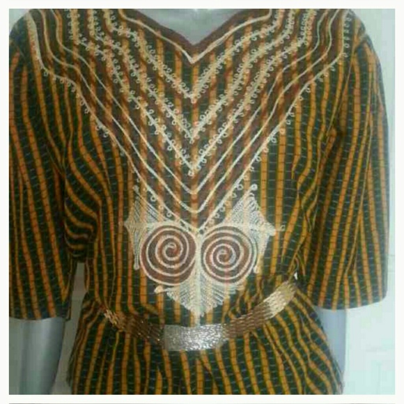 African Hand Embroidered  Owl Top - Picture 2 of 2