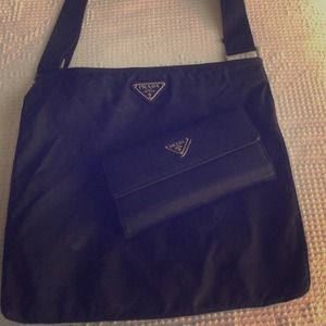 Prada cross-body nylon bag and matching wallet