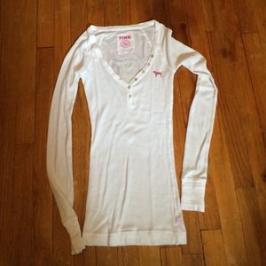 Victoria Secret Pink white button up t-shirt