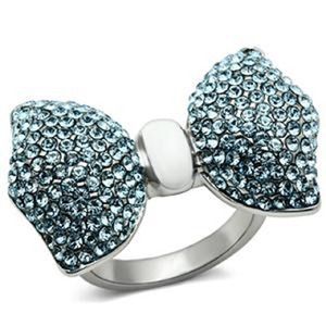 Aquamarine Pave CZ Stainless Steel Ring