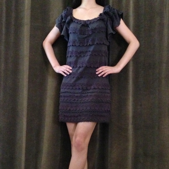 Anthropologie ruffled sleeve dress