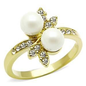 Pearl gold plated stainless steel statement ring
