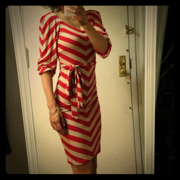 Bebe red and beige dress