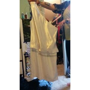 Never wor. Silk formal one shoulder dress with gem