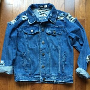 Distressed denim jacket (ON HOLD)