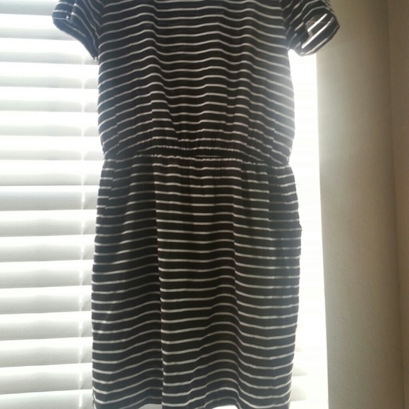 ---SOLD--- Black and White Striped Sun Dress - Picture 3 of 3