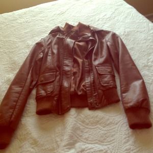Brown leather jacket