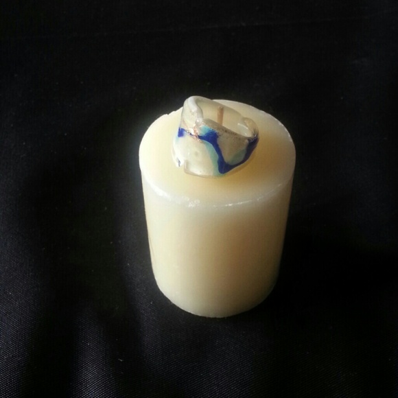 Blue and white with gold specks ring