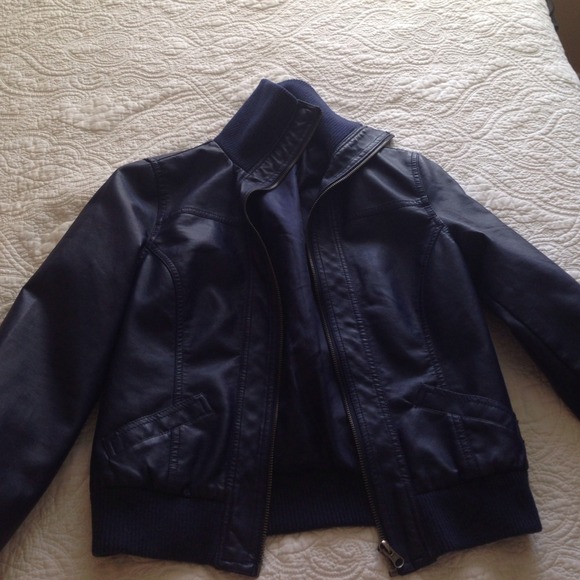 Blue leather jacket
