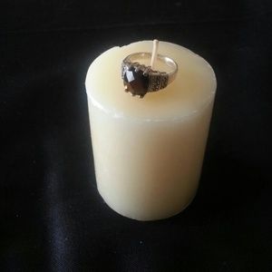 Genuine Garnett and silver plated ring