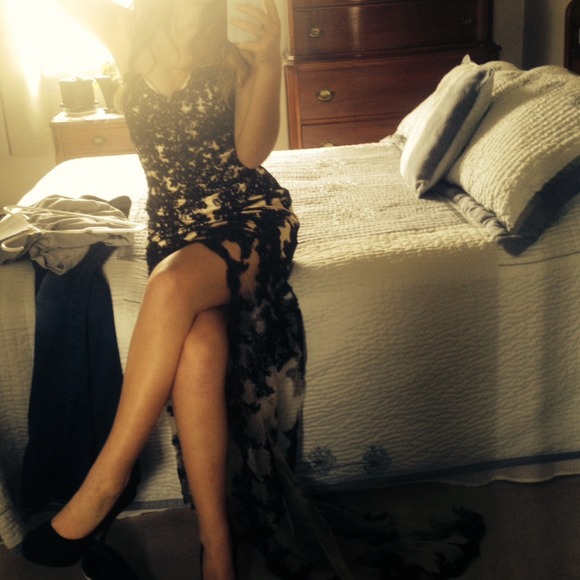 Black and nude lace dress