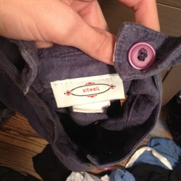 Anthropologie-0- Sitwell blue linen overall shorts - Picture 4 of 4