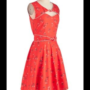 Unique MODCLOTH Red birds dress