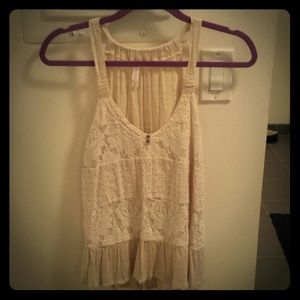 Cream tank top with lace