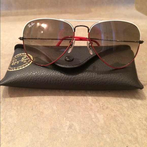 Authentic red and white metal Ray Ban aviators