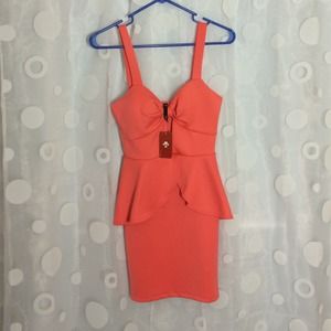 Coral peplum dress