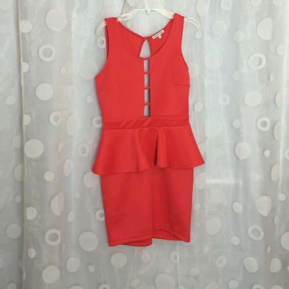 Coral peplum dress