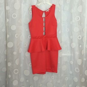 Coral peplum dress