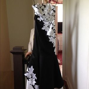 Gorgeous black dress with white floral design.