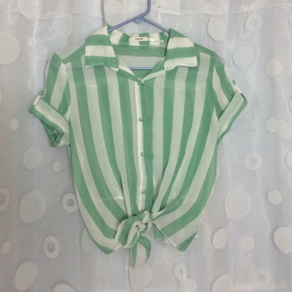 Mint green and white shirt