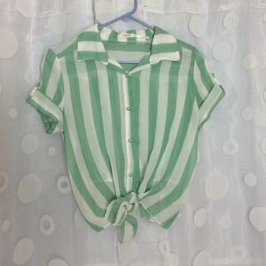 Mint green and white shirt
