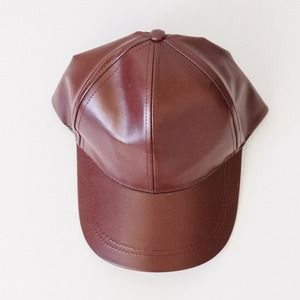 ASOS faux leather baseball cap (burgundy / maroon)