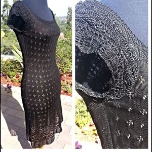 Crochet Laser Cut Laundry Saks Nordstrom Dress