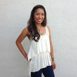 Flowy Lace Racerback Top - Cream