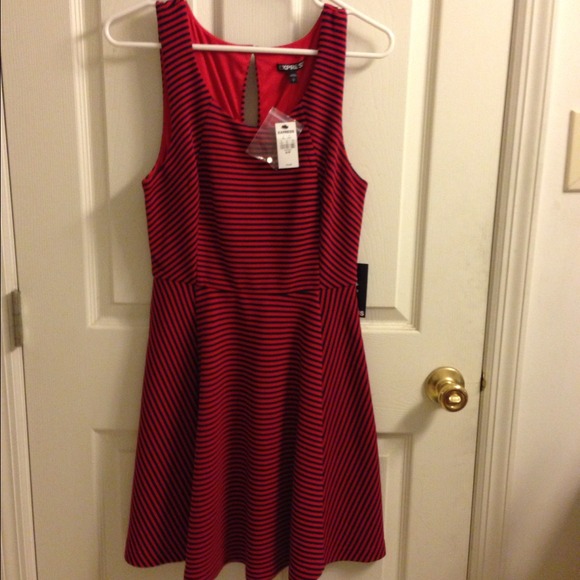 Navy and red tank dress