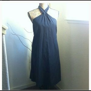 Dark blue dress.