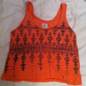 Salmon Aztec print crop top