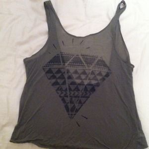 Army green tank top w/ diamond