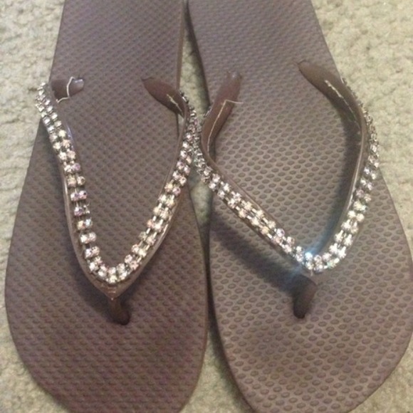 brown sandals with rhinestones