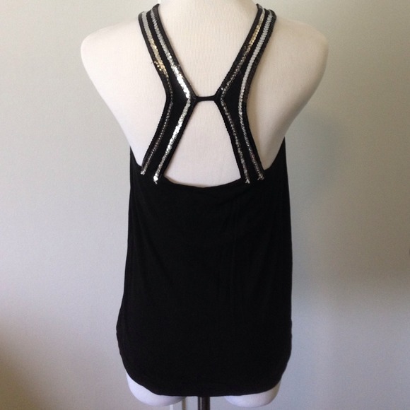 NWT Ruth black & silver sequined racer back top Sm - Picture 3 of 4