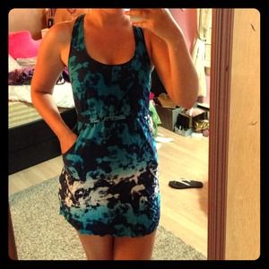 Racerback blue and white dress