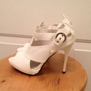 White patent heels