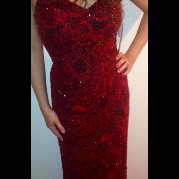 Red and Black Sequin Dress
