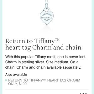 Return to Tiffany Heart Tag Charm and Chain