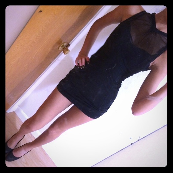 Mesh-Top Black Motel Rocks Dress