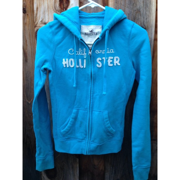Turquoise Hollister  Zipper Hoodie - Picture 2 of 4